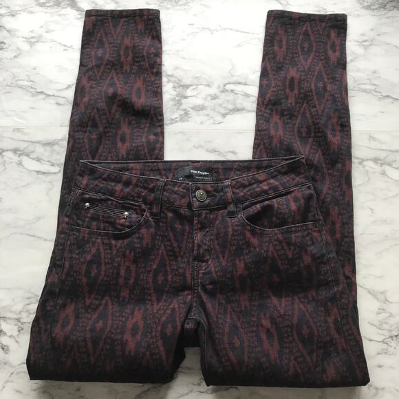 The Kooples Aztec Print Stretch Red Skinny Jeans - Picture 2 of 9